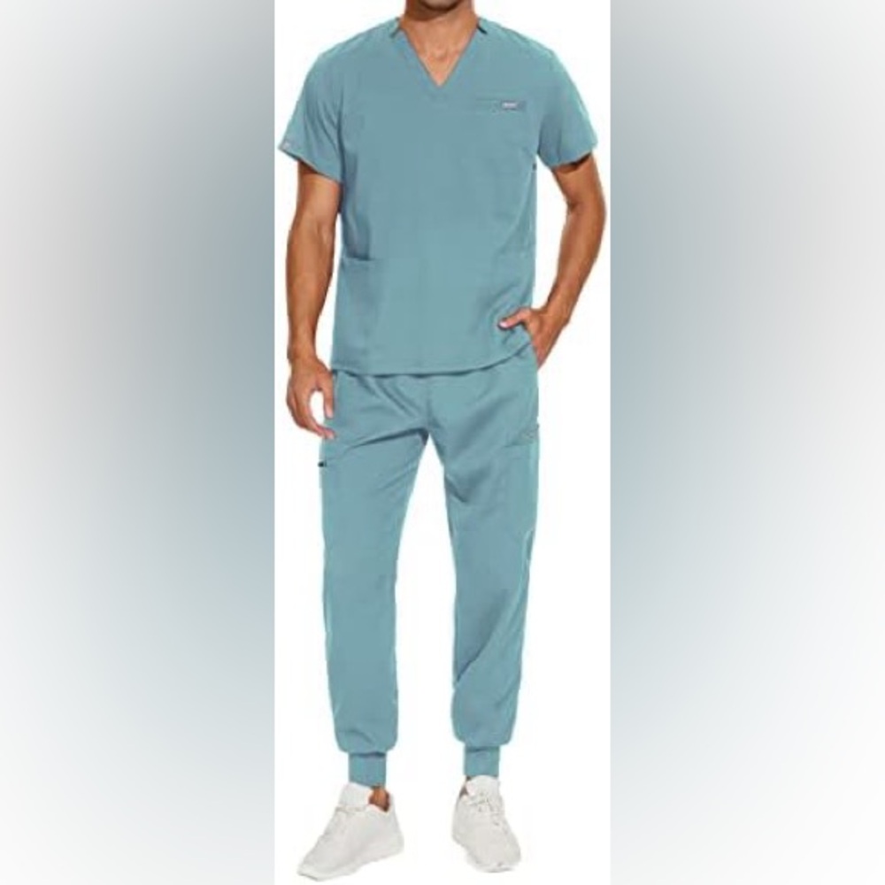 Women's light blue scrub set